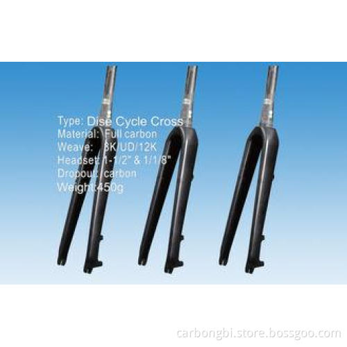 700C Disc Brake Monocoque Carbon Cyclocross Fork , Carbon B